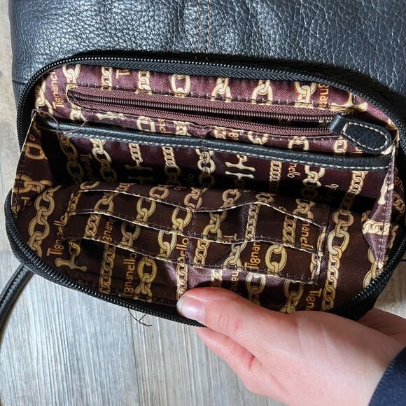 Tignanello Crossbody Bag Leather Black Vintage 90s Zip Y2K Small - Picture 7 of 7